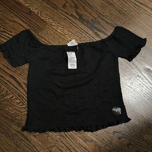 Tilly’s smocked, crop, off the shoulder shirt, size Large